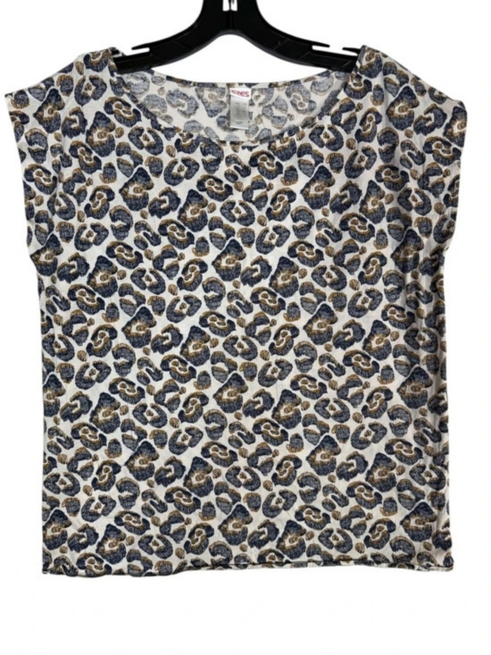 Eres  Animal Print Cotton Top in Brown & Cream Size Medium